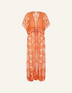 Accessorize Ornamental Printed Maxi Chiffon Kimono 7 Accessorize Ornamental Printed Maxi Chiffon Kimono -Perkinsdory Store m5045463446045 orange xl 3