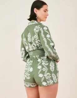 Accessorize Ornamental Tie Front Shirt -Perkinsdory Store m5045463454286 green xl 2