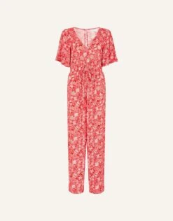 Accessorize Shell Print Wide Leg Jumpsuit -Perkinsdory Store m5045463488977 orange xl 3