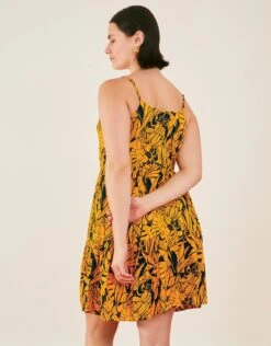 Accessorize Leaf Print Mini Dress -Perkinsdory Store m5045463505667 blue xl 2