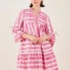 Accessorize Print Jacquard Flute Sleeve Dress With Sustainable Cotton