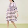 Accessorize Printed Jacquard Flute Sleeve Dress