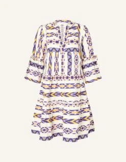 Accessorize Printed Jacquard Flute Sleeve Dress -Perkinsdory Store m5045463527225 yellow xl 3
